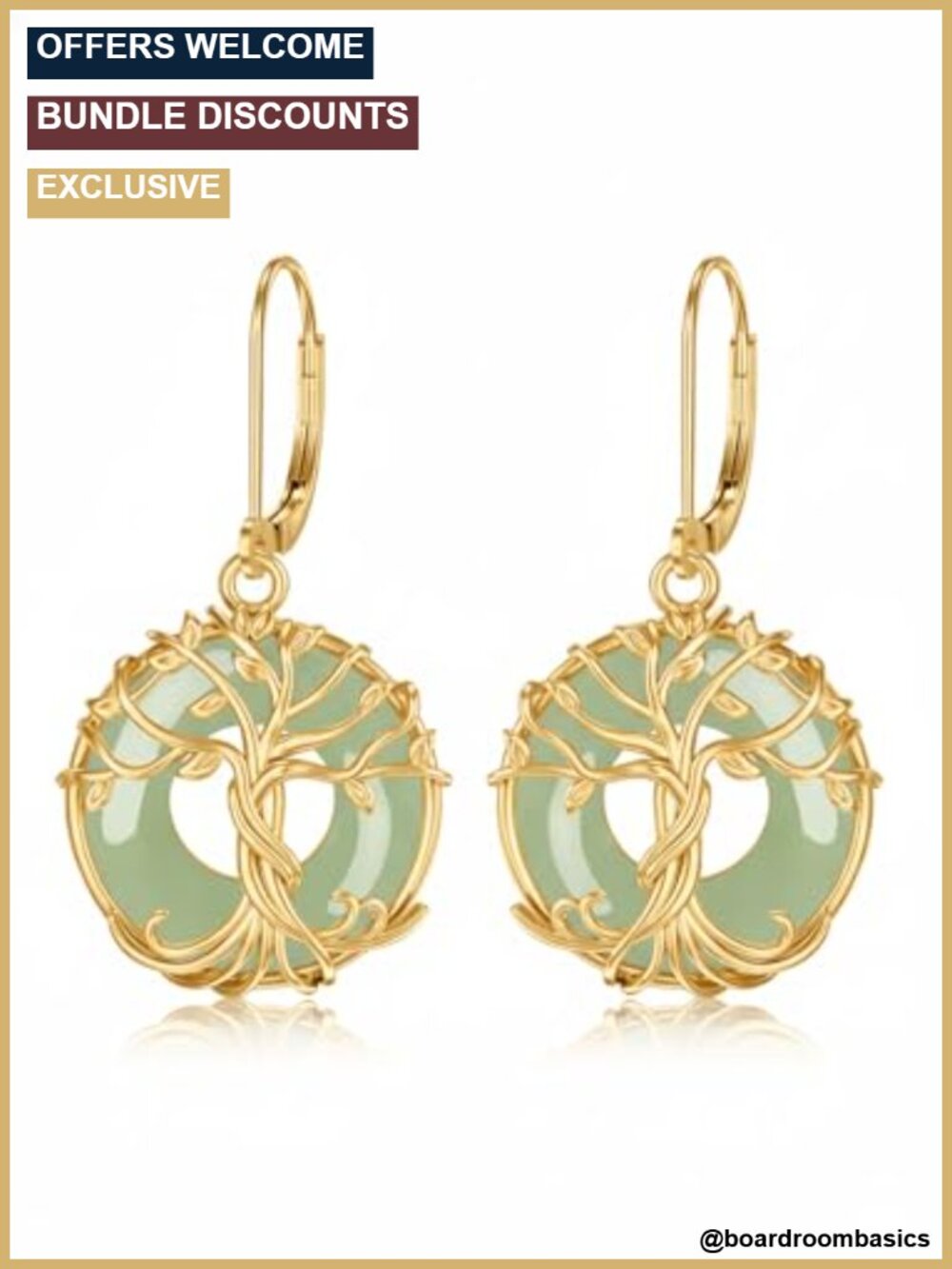 Handmade Natural Jade 925 Sterling Silver 14K Gold Plated Dangle Earrings